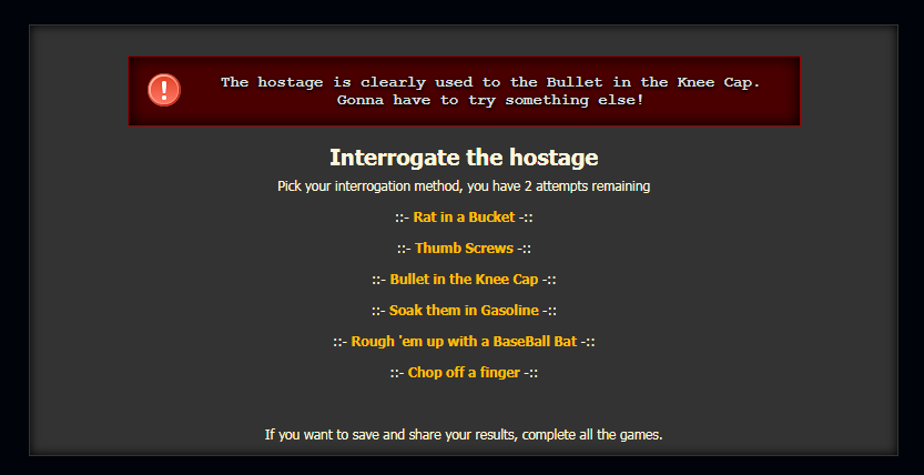 Interrogate the hostage minigame play screen - Made Man Mafia